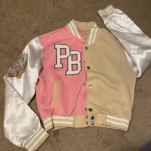 Pink and Tan Varsity Jacket